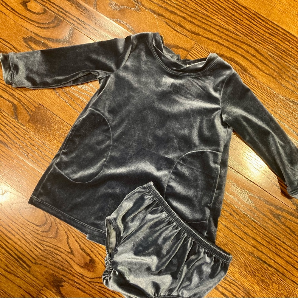 SPLENDID Blue Velvet Dress Set, Size 12-18mo